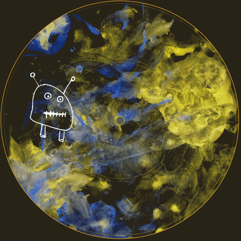 Slightly animated picture disk with a Catie Olson watercolor